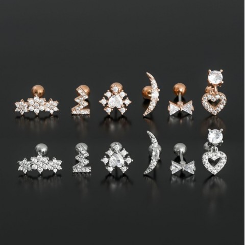 Stylish Geometric Copper Zircon Stud Earrings for Women - Wedding Gift H25116