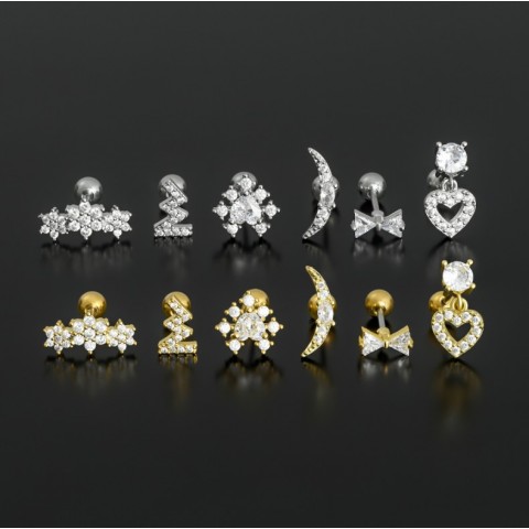 Stylish Geometric Copper Zircon Stud Earrings for Women - Wedding Gift H25116
