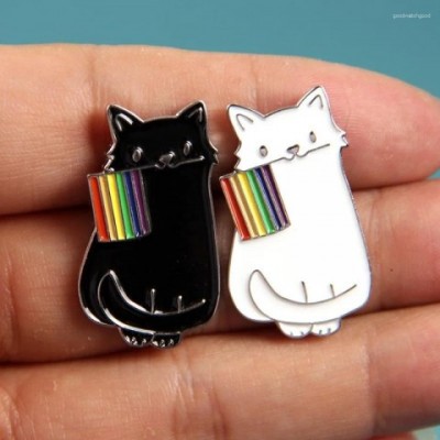 Cute Rainbow Cat Brooches for Women, Unisex Cartoon Anime Pin Badges