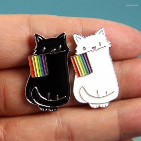 Cute Rainbow Cat Brooches for Women, Unisex Cartoon Anime Pin Badges