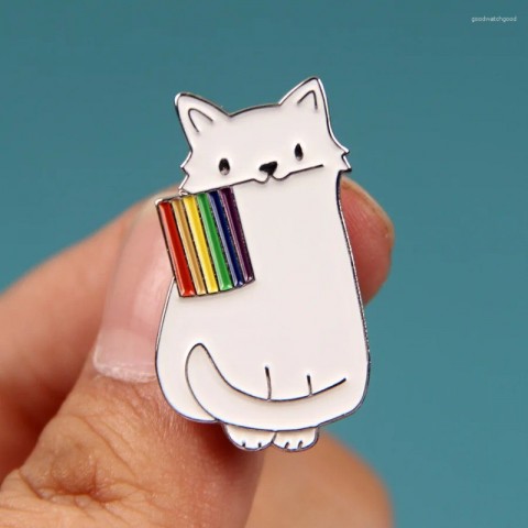 Cute Rainbow Cat Brooches for Women, Unisex Cartoon Anime Pin Badges