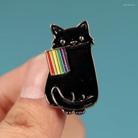 Cute Rainbow Cat Brooches for Women, Unisex Cartoon Anime Pin Badges