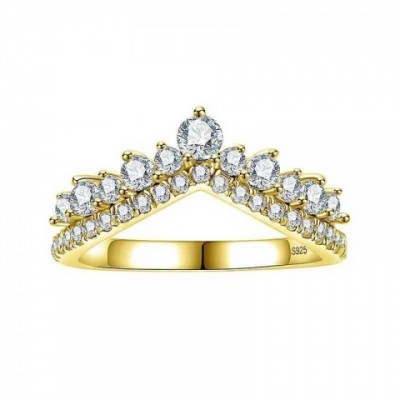 XJ250412 Unisex High-Quality 925 Sterling Silver All Silica Wedding Ring with Side Stones
