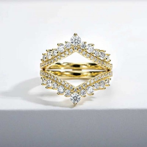 XJ250412 Unisex High-Quality 925 Sterling Silver All Silica Wedding Ring with Side Stones