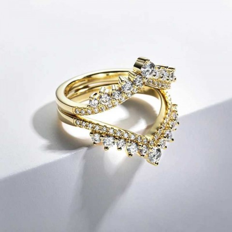 XJ250412 Unisex High-Quality 925 Sterling Silver All Silica Wedding Ring with Side Stones