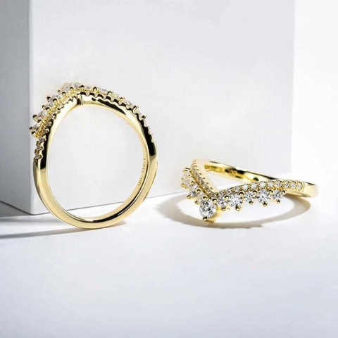 XJ250412 Unisex High-Quality 925 Sterling Silver All Silica Wedding Ring with Side Stones