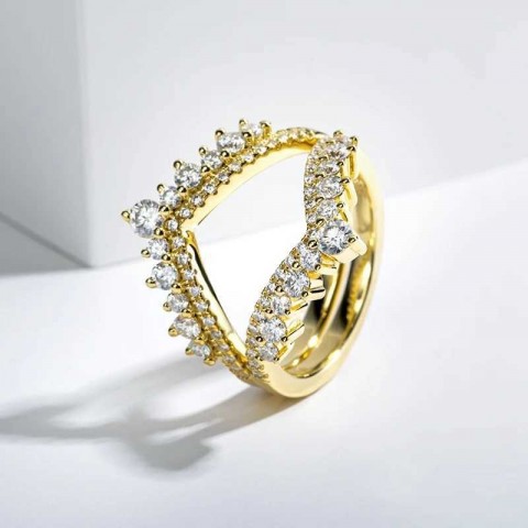 XJ250412 Unisex High-Quality 925 Sterling Silver All Silica Wedding Ring with Side Stones