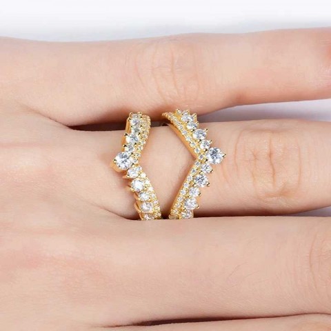 XJ250412 Unisex High-Quality 925 Sterling Silver All Silica Wedding Ring with Side Stones