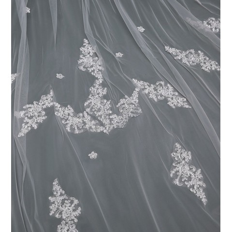szwbridal White Ivory Cathedral Wedding Veils with Lace Edge for Women