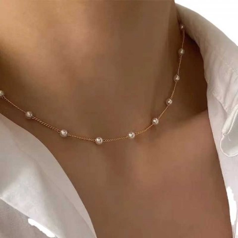 Beaded Gothic Pearl Necklace for Women 2024 Kpop Pendant Jewelry W250318