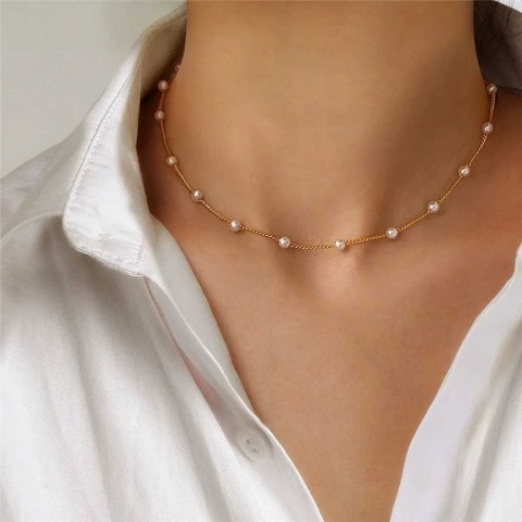 Beaded Gothic Pearl Necklace for Women 2024 Kpop Pendant Jewelry W250318