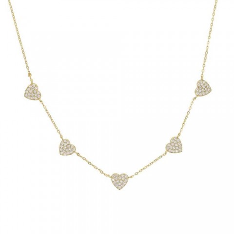 Sterling Silver Heart Charm Necklace with Clear CZ for Women - X2411231