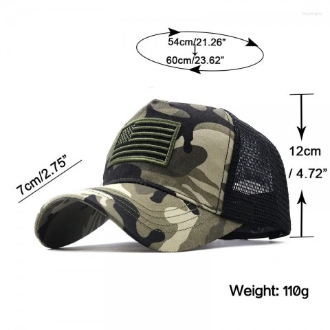 Camouflage Ball Cap for Men Women Unisex Cotton Snapback with Adjustable Strap