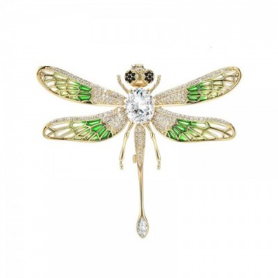 SUYU Women's Elegant Dragonfly Brooch - Shaking Wings Design