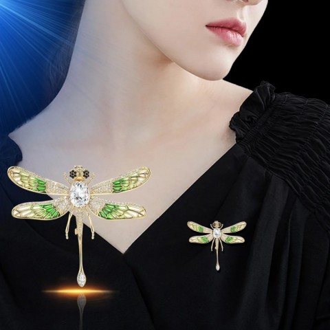 SUYU Women's Elegant Dragonfly Brooch - Shaking Wings Design