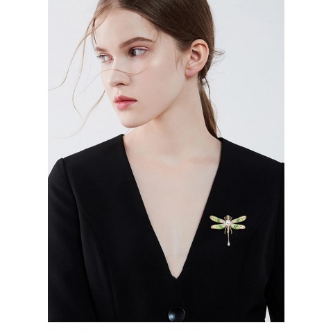 SUYU Women's Elegant Dragonfly Brooch - Shaking Wings Design