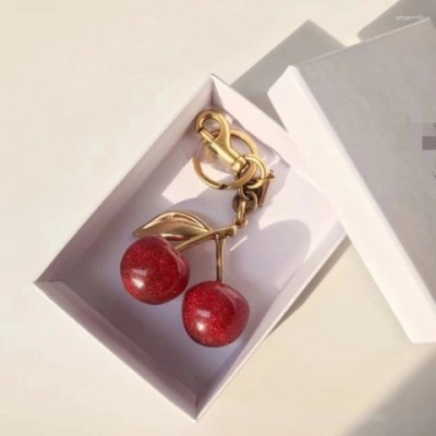Cherry Design Leather Keychains for Women - Trendy Fashion Accessory for Bags and Wallets