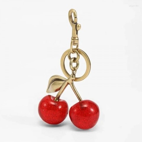 Cherry Design Leather Keychains for Women - Trendy Fashion Accessory for Bags and Wallets
