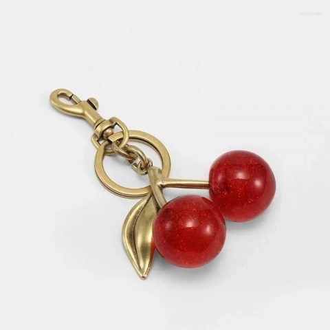 Cherry Design Leather Keychains for Women - Trendy Fashion Accessory for Bags and Wallets