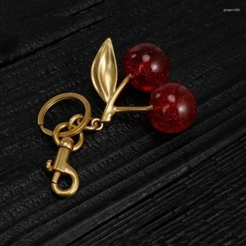 Cherry Design Leather Keychains for Women - Trendy Fashion Accessory for Bags and Wallets