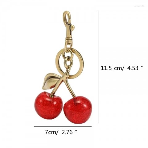 Cherry Design Leather Keychains for Women - Trendy Fashion Accessory for Bags and Wallets