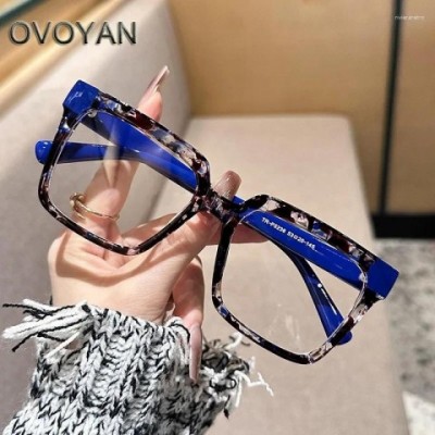 Ovoyan Unisex Square Anti-Blue Light Sunglasses Frames with Clear Flat Mirror