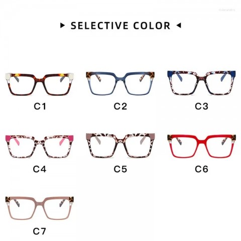Ovoyan Unisex Square Anti-Blue Light Sunglasses Frames with Clear Flat Mirror
