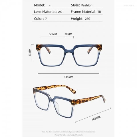 Ovoyan Unisex Square Anti-Blue Light Sunglasses Frames with Clear Flat Mirror