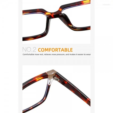 Ovoyan Unisex Square Anti-Blue Light Sunglasses Frames with Clear Flat Mirror