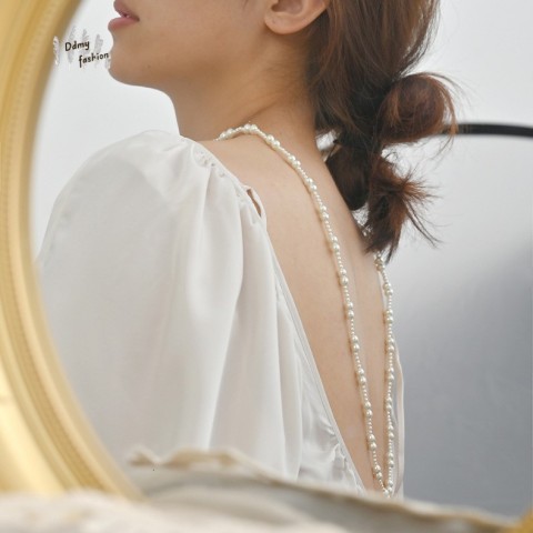 Elegant Shijia Women's Pearl Layered Necklace with OT Buckle, Long Fashionable Chain