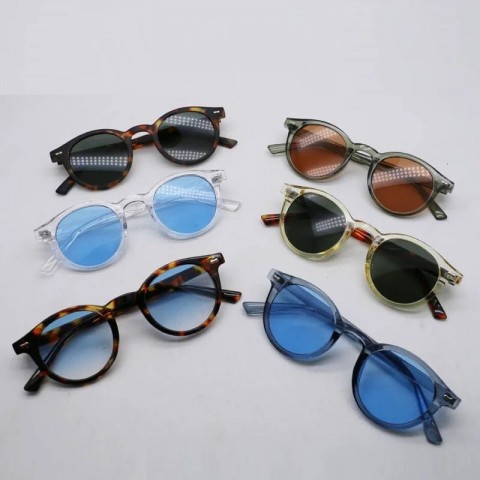 Retro Round Bluehawk Sunglasses for Men - PC Frame, Far Sight, Casual Style