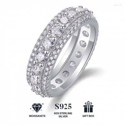 Unisex Moissanite Cluster Ring in 925 Sterling Silver & 18k Gold Plated for Everyday Wear