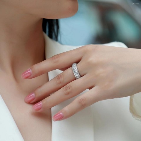 Unisex Moissanite Cluster Ring in 925 Sterling Silver & 18k Gold Plated for Everyday Wear