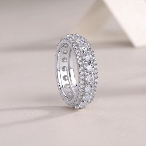 Unisex Moissanite Cluster Ring in 925 Sterling Silver & 18k Gold Plated for Everyday Wear