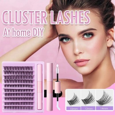 Natural Look Single Cluster Eyelashes Set with Adhesive Glue for Women