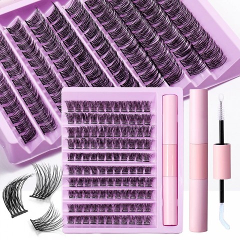 Natural Look Single Cluster Eyelashes Set with Adhesive Glue for Women