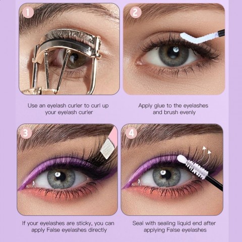 Natural Look Single Cluster Eyelashes Set with Adhesive Glue for Women