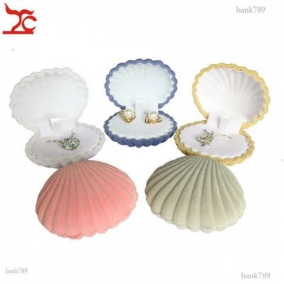 Cute Shell Shape Velvet Jewelry Box for Women's Earrings and Necklaces