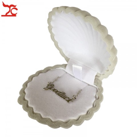 Cute Shell Shape Velvet Jewelry Box for Women's Earrings and Necklaces