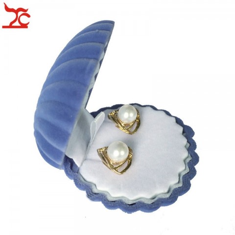 Cute Shell Shape Velvet Jewelry Box for Women's Earrings and Necklaces
