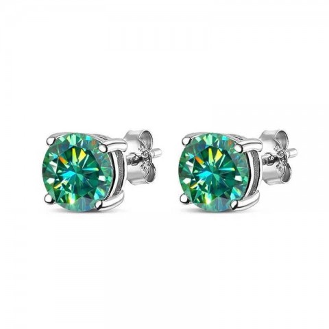 KNOBSPIN D Sparkling Moissanite Stud Earrings for Women in 18k White Gold Plated Sterling Silver