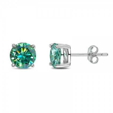 KNOBSPIN D Sparkling Moissanite Stud Earrings for Women in 18k White Gold Plated Sterling Silver