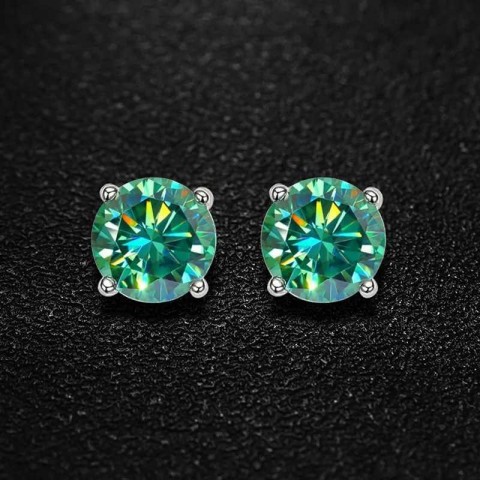 KNOBSPIN D Sparkling Moissanite Stud Earrings for Women in 18k White Gold Plated Sterling Silver
