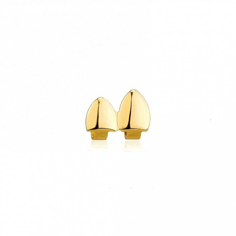Rachelz Women's Jewelry Geometric Double Gloss Teeth Grillz Gold Silver Fangs Dental Grills