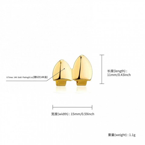 Rachelz Women's Jewelry Geometric Double Gloss Teeth Grillz Gold Silver Fangs Dental Grills