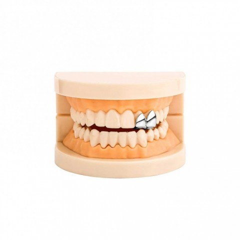 Rachelz Women's Jewelry Geometric Double Gloss Teeth Grillz Gold Silver Fangs Dental Grills