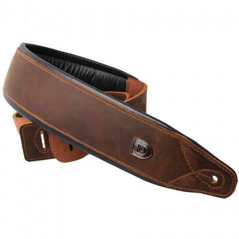Soldier Genuine Leather Guitar Strap for Men, Adjustable Cowhide Belt, Golden Buckle