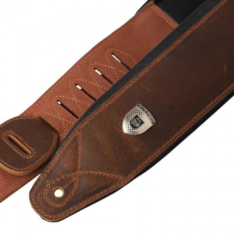 Soldier Genuine Leather Guitar Strap for Men, Adjustable Cowhide Belt, Golden Buckle