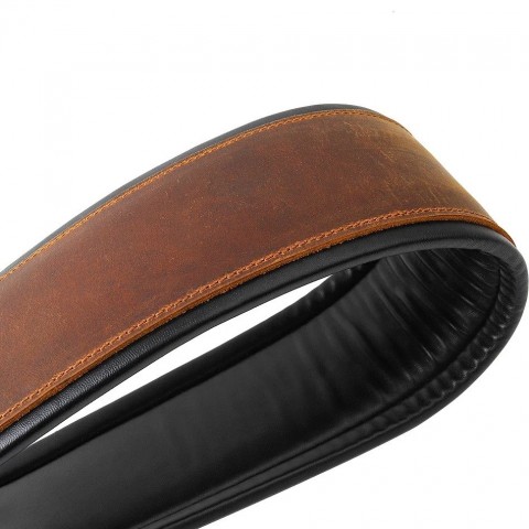 Soldier Genuine Leather Guitar Strap for Men, Adjustable Cowhide Belt, Golden Buckle
