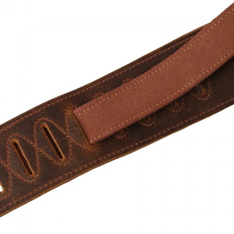 Soldier Genuine Leather Guitar Strap for Men, Adjustable Cowhide Belt, Golden Buckle
